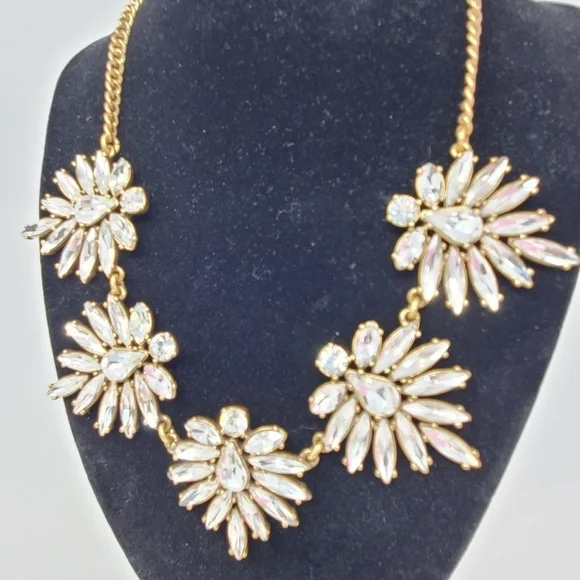 J. CREW CLEAR RHINESTONE STATEMENT NECKLACE WOMEN JEWELRY BRIDAL FORMAL PROM - Picture 3 of 12
